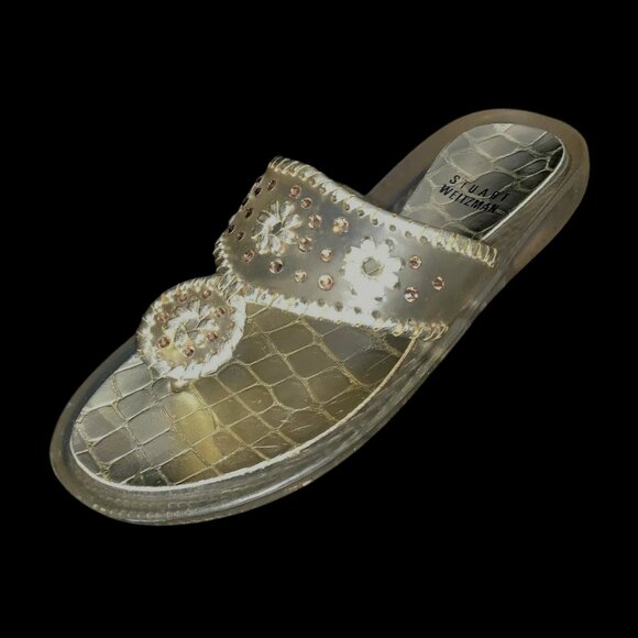 Stuart Weitzman Indiana Jelly Whipstitch‎ Thong Slide Sandals - Picture 5 of 9